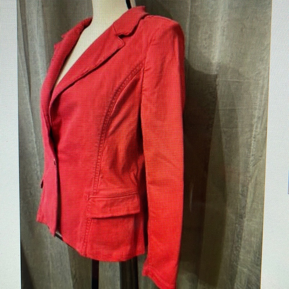 NWT RAISON D’ETRE RED COTTON STRETCH BLAZER SIZE M